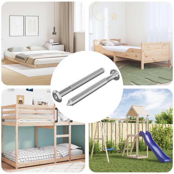 vidaXL M&ouml;bel-Schrauben 2 pcs Silber M6 x 60 mm Stahl