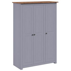 vidaXL Kleiderschrank 3-T&uuml;rig Grau 118&times;50&times;171,5 cm Kiefer Panama Serie