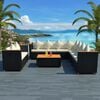 vidaXL 6-tlg. Garten-Lounge-Set mit Auflagen Poly Rattan Schwarz