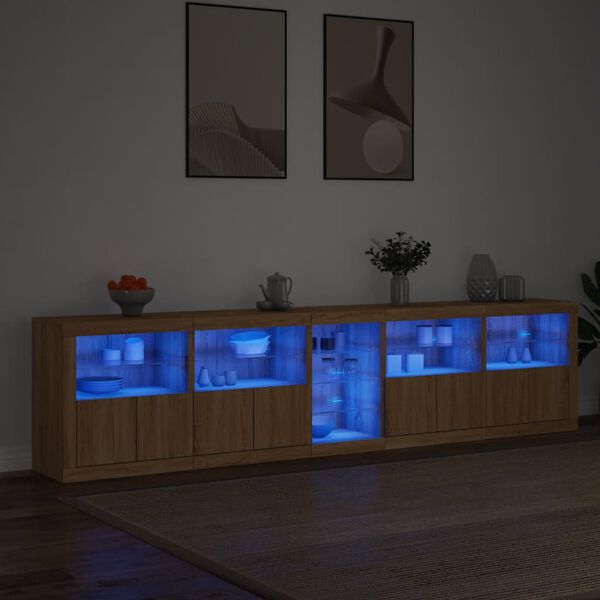 vidaXL Sideboard mit LED-Leuchten Sonoma-Eiche 283x37x67 cm