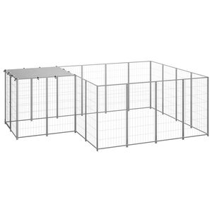 vidaXL Hundezwinger Silbern 6,05 m&sup2; Stahl