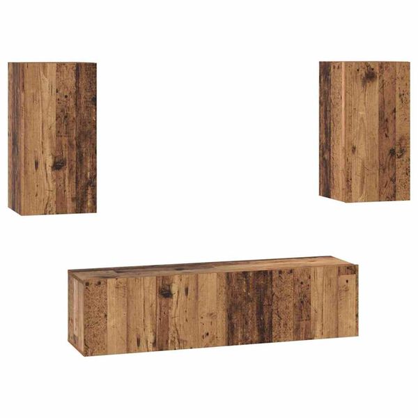 vidaXL TV-Schrankset Wandmontiert 4 pcs Altholz Holzwerkstoff