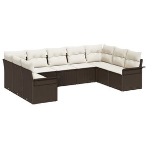 vidaXL Gartensofa-set mit Speicher 9 pcs Braun Poly-Rattan