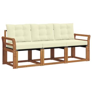 vidaXL Outdoor-Sofagarnitur mit Kissen 3 pcs Natur und Creme