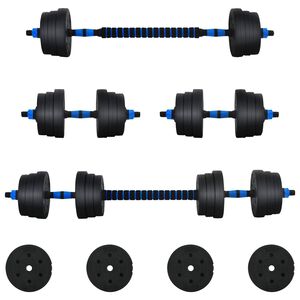 vidaXL 2-in-1 Hantelset 30kg Schwarz und Blau Zement und Eisensand