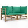 vidaXL Garten-Ecksofas mit Gr&uuml;nen Kissen 2 Stk. Bambus