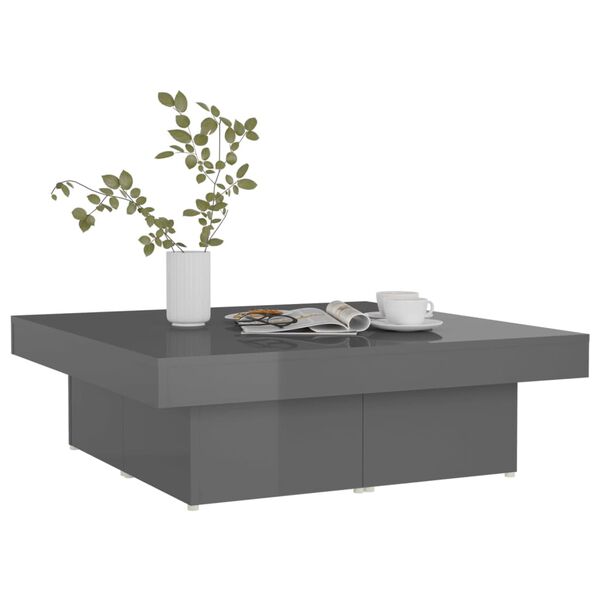 vidaXL Couchtisch Hochglanz-Grau 90x90x28 cm Holzwerkstoff