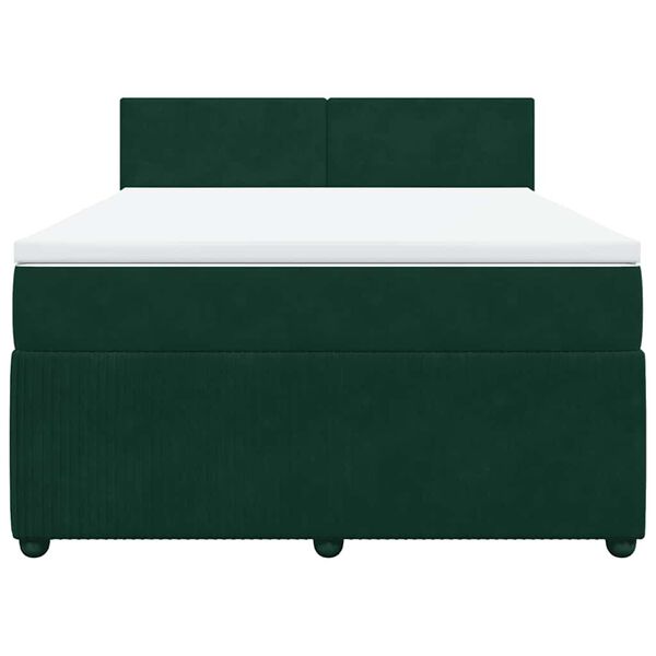 vidaXL Boxspringbett mit Matratze Dunkelgr&uuml;n 140x190 cm Samt