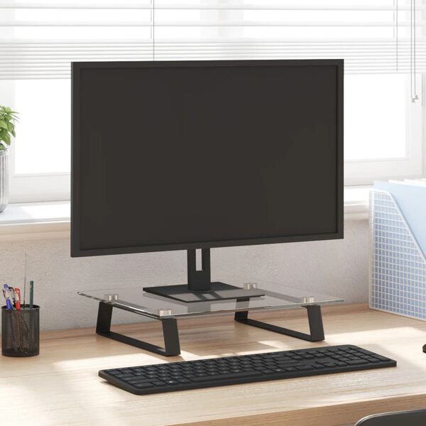 vidaXL Monitorst&auml;nder Schwarz 40x35x8 cm Hartglas und Metall