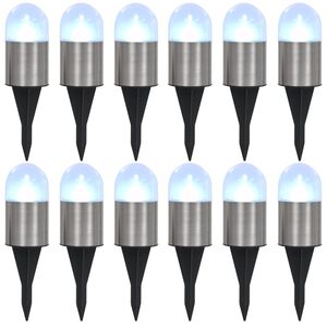 vidaXL Solar-Bodenleuchten 12 Stk. LED Wei&szlig;