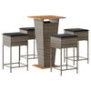 vidaXL 5-tlg. Gartenbar-Set mit Kissen Grau Poly Rattan