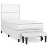 vidaXL Boxspringbett mit Matratze Wei&szlig; 100x200 cm Kunstleder