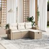 vidaXL 4-tlg. Garten-Sofagarnitur mit Kissen Beige Poly Rattan