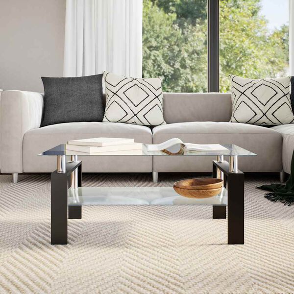 vidaXL Couchtisch Grau Transparent 95x55x40 cm Hartglas