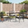vidaXL 5-tlg. Garten-Essgruppe mit Kissen Schwarz Poly Rattan