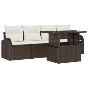 vidaXL Gartensofa-set 5 stk. Braun [Synthetisch]: Poly Rattan