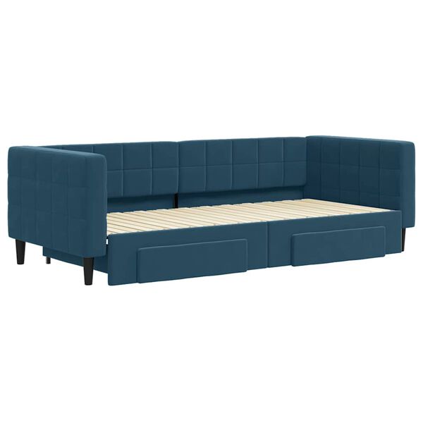 vidaXL Tagesbett Ausziehbar mit Schubladen Blau 90x200 cm Samt