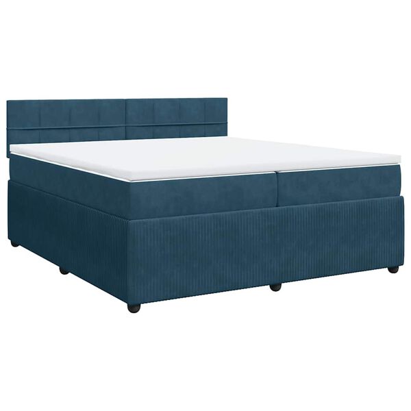 vidaXL Boxspringbett mit Matratze Blau 200x200 cm Samt