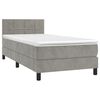 vidaXL Boxspringbett mit Matratze & LED Hellgrau 90x200 cm Samt