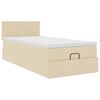 vidaXL Ottoman-Bett mit Matratze Creme 90x190 cm Stoff
