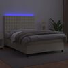 vidaXL Boxspringbett mit Matratze & LED Creme 140x200 cm Kunstleder