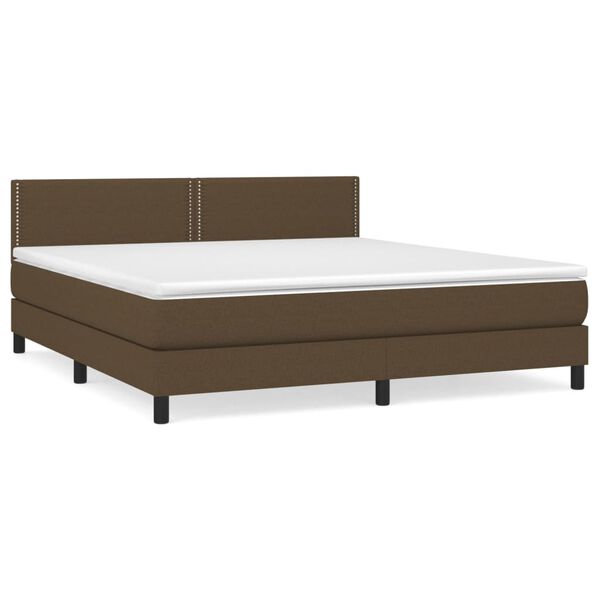 vidaXL Boxspringbett mit Matratze Dunkelbraun 180x200 cm Stoff