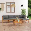 vidaXL 6-tlg. Garten-Lounge-Set mit Grauen Kissen Massivholz Teak