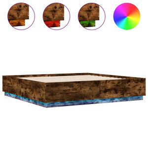 vidaXL Bettgestell mit LED R&auml;uchereiche 200x200 cm Holzwerkstoff