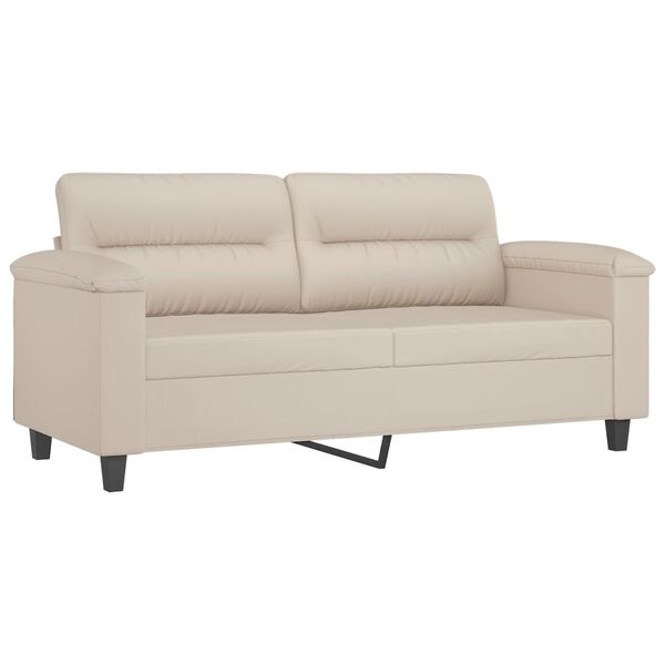 vidaXL 2-Sitzer-Sofa mit Kissen Creme 140 cm Mikrofasergewebe