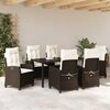 vidaXL Garten Essgruppe mit Kissen 7 pcs Braun Poly-Rattan