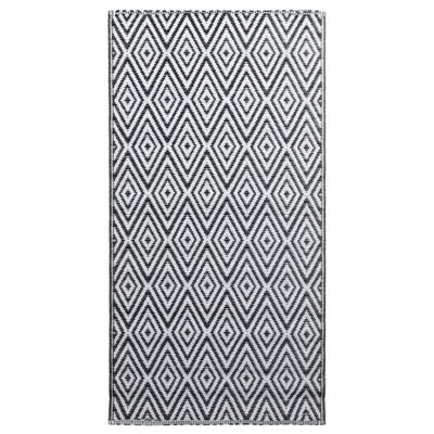 vidaXL Outdoor-Teppich Weiß und Schwarz 120x180 cm PP