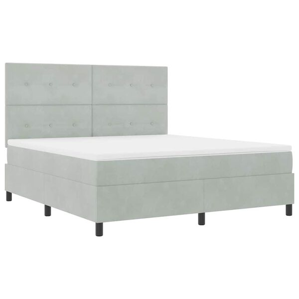 vidaXL Boxspringbett mit Matratze Hellgrau 180 x 200 cm Samt