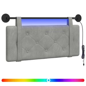 vidaXL H&auml;ngendes Kopfteil Mit LED Licht Hellgrau Samt
