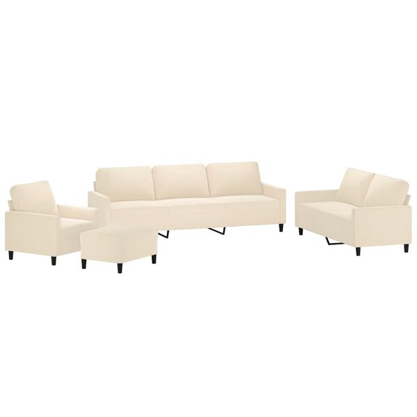 vidaXL 4-tlg. Sofagarnitur mit Kissen Creme Samt
