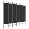 vidaXL 6-tlg. Paravent Schwarz 240x200 cm Stoff