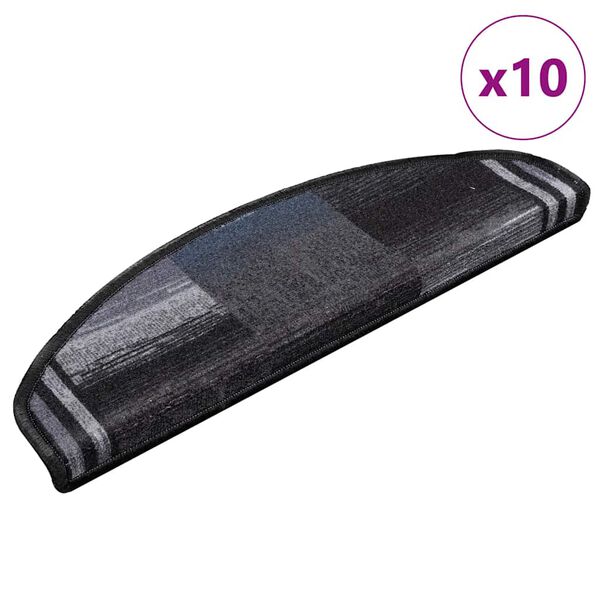 vidaXL Stufenmatten Selbstklebend 10 Stk 65x21x4 cm Schwarz Grau
