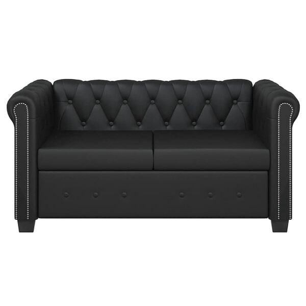 vidaXL Chesterfield-Sofa 2-Sitzer Kunstleder Schwarz