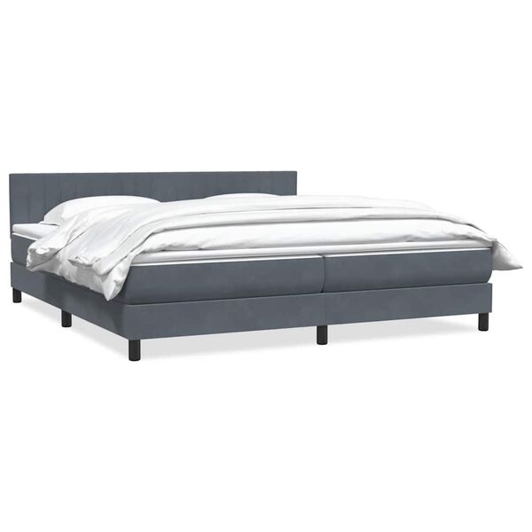 vidaXL Boxspringbett mit Matratze Dunkelgrau 180x220 cm Samt