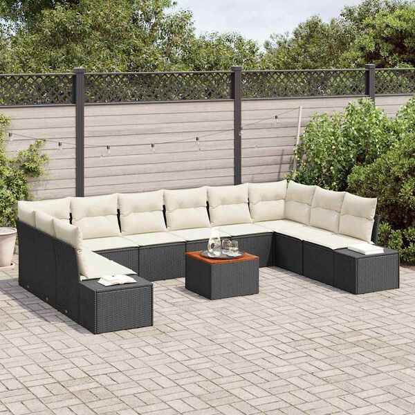 vidaXL Gartensofa-set mit Kissen 11 pcs Schwarz Poly-Rattan