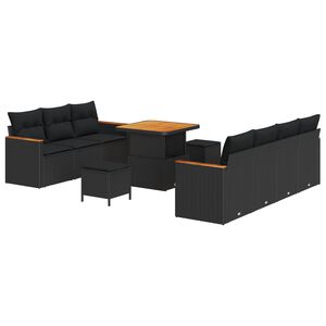 vidaXL Gartensofa-set mit Kissen 14 pcs Schwarz Poly-Rattan