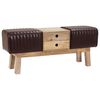vidaXL Bank 110 x 30 x 45 cm Echtes Leder Dunkelbraun