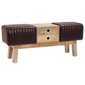 vidaXL Bank 110 x 30 x 45 cm Echtes Leder Dunkelbraun