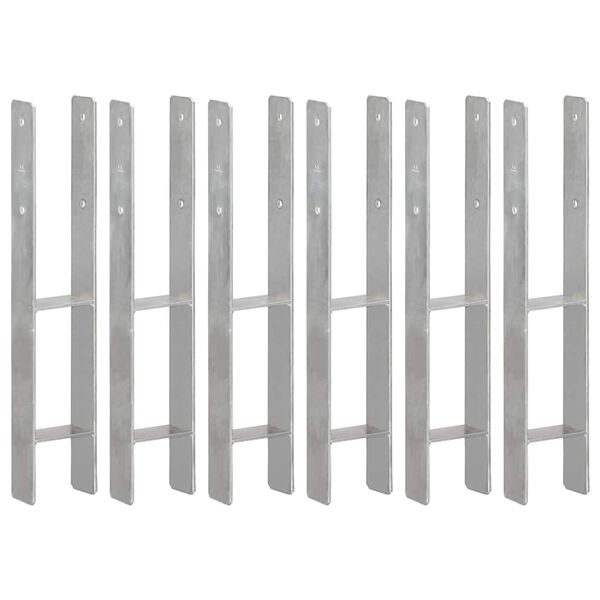 vidaXL Pfostentr&auml;ger 6 Stk. Silbern 10&times;6&times;60 cm Verzinkter Stahl