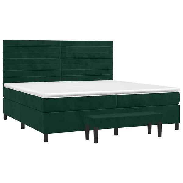 vidaXL Boxspringbett mit Matratze Dunkelgr&uuml;n 200x200 cm Samt