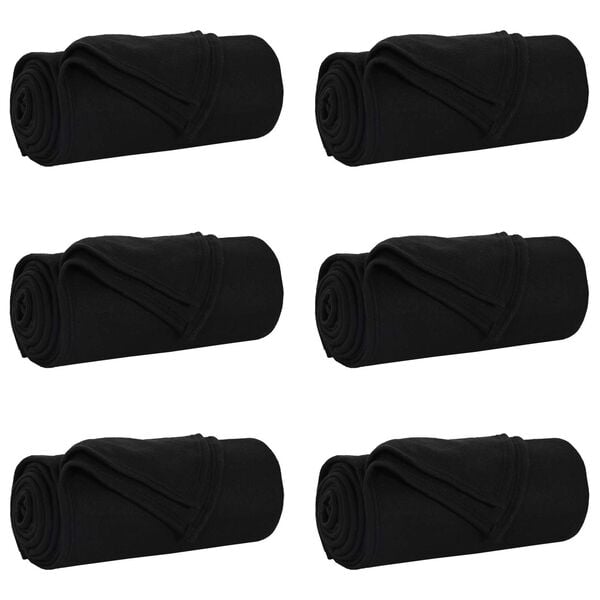 vidaXL Wohndecken 6 pcs Schwarz 170 x 130 cm Fleece