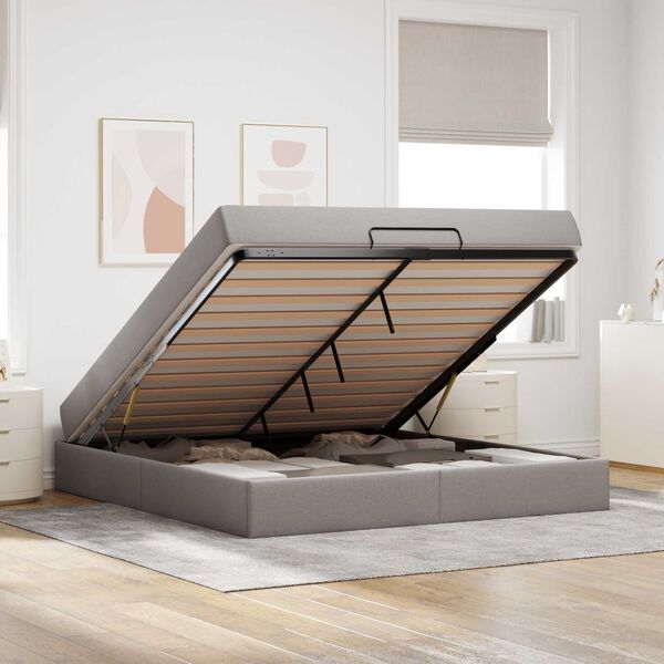 vidaXL Bettgestell mit Matratze mit Matratze 2 pcs Taupe Stoff