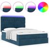 vidaXL Ottoman-Bett mit Matratzen & LEDs Dunkelblau 140x190 cm Samt