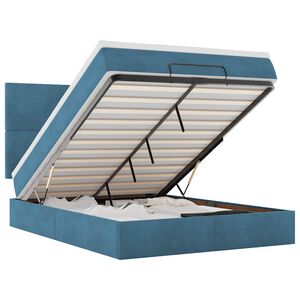 vidaXL Ottoman-Bett mit Matratzen Dunkelblau 140x190 cm Samt
