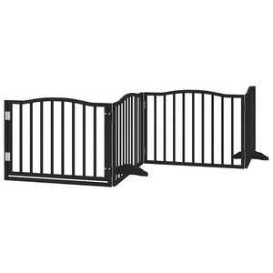 vidaXL Hundegitter mit T&uuml;r Faltbar 4 Paneele Schwarz 320 cm Pappelholz