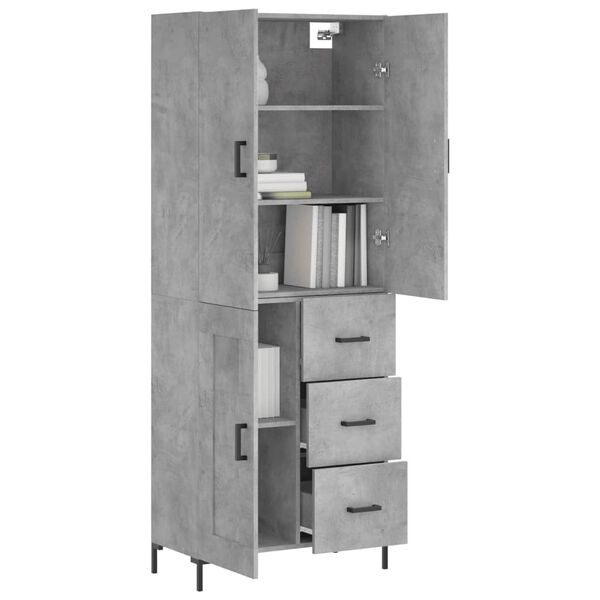 vidaXL Highboard Betongrau 69,5x34x180 cm Holzwerkstoff